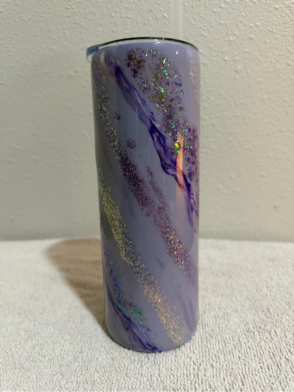 Lavender Glitter Marble Tumbler - Home Accents